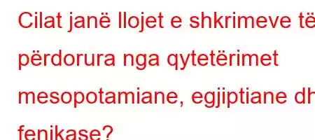 Cilat janë llojet e shkrimeve të përdorura nga qytetërimet mesopotamiane, egjiptiane dhe fenikase