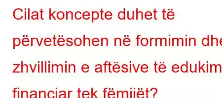 Cilat koncepte duhet të përvetësohen në formimin dhe zhvillimin e aftësive të edukimit financiar tek fëmijët