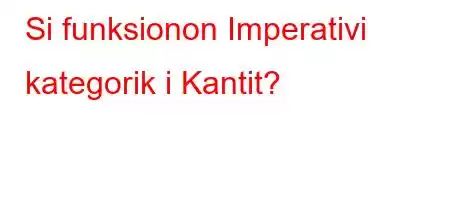 Si funksionon Imperativi kategorik i Kantit?